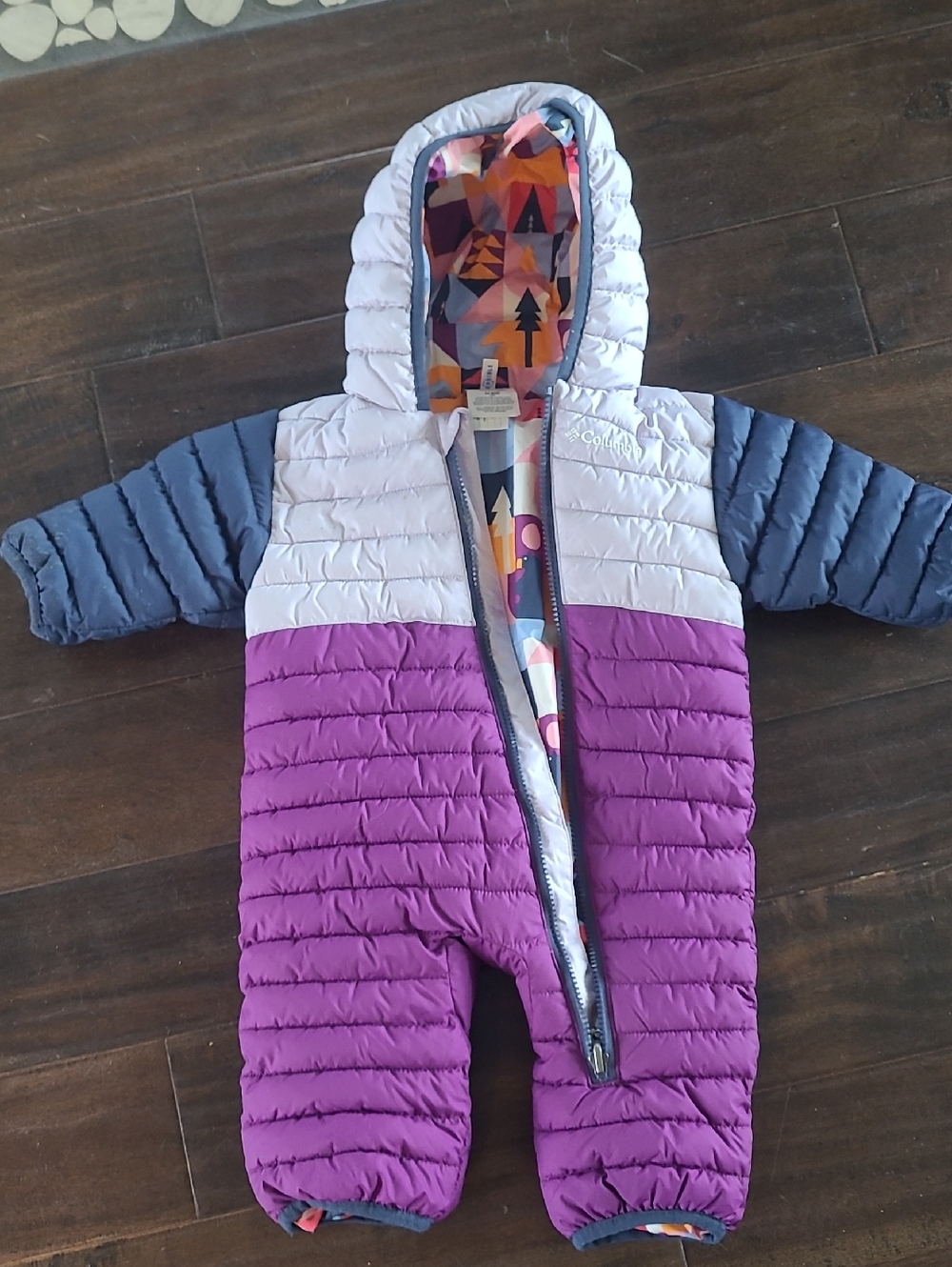 Columbia Kids Purple White Navy Puffer Snowsuit